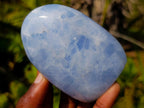 Polished Blue Calcite Standing Display Pieces x 6 From Madagascar