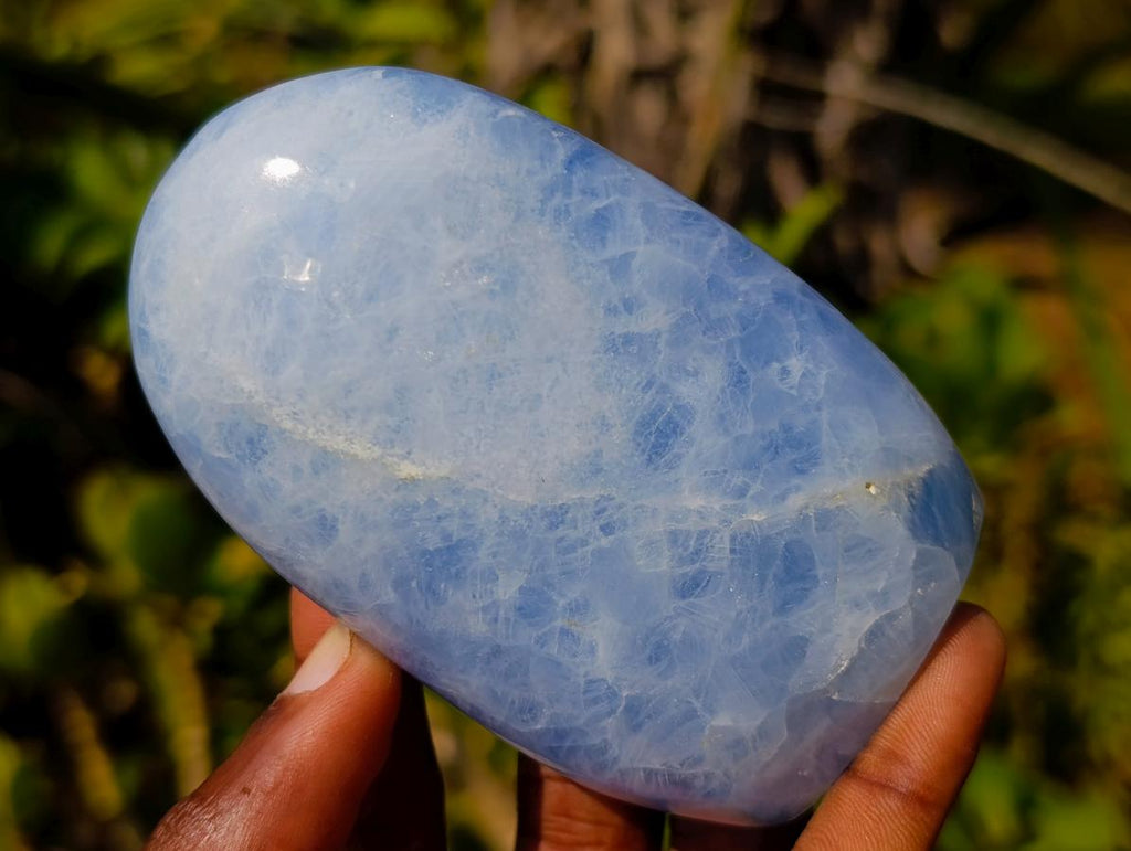 Polished Blue Calcite Standing Display Pieces x 6 From Madagascar