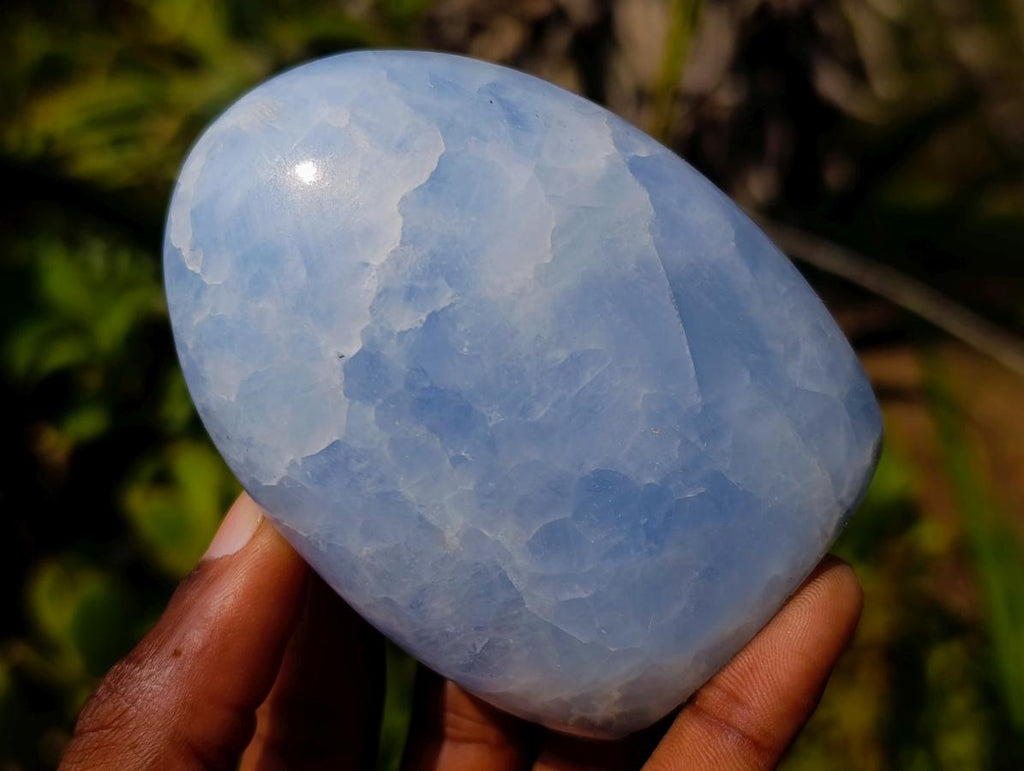 Polished Blue Calcite Standing Display Pieces x 6 From Madagascar