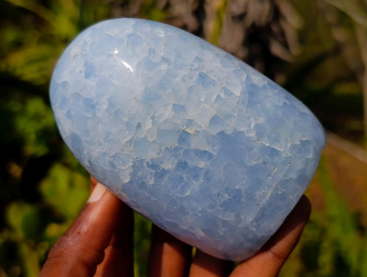 Polished Blue Calcite Standing Display Pieces x 6 From Madagascar