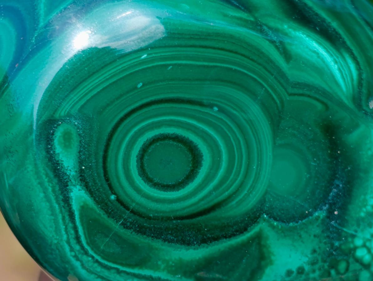 Polished and Natural Flower Banded Malachite Free Forms x 3 From Congo
