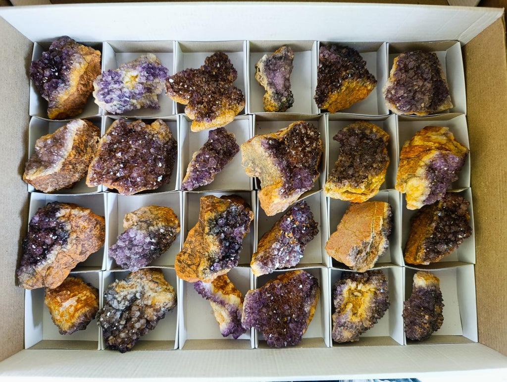 Natural Dark Purple Amethyst Clusters x 24 From Boekenhouthoek, South Africa