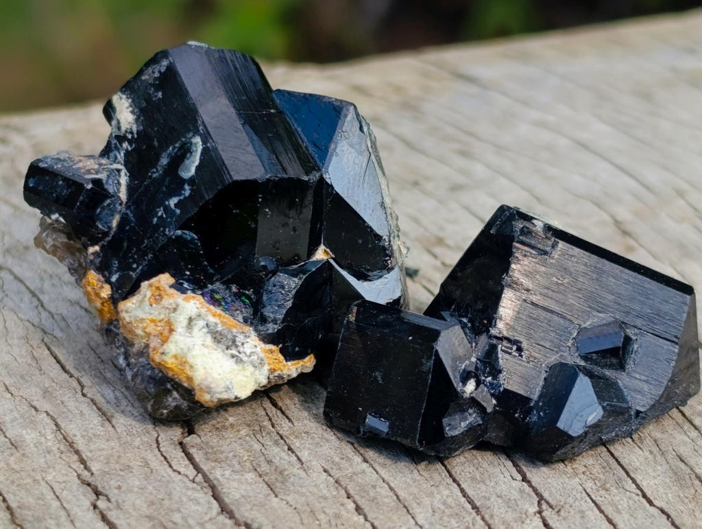 Natural Single Black Tourmaline Crystals x 70 From Erongo, Namibia