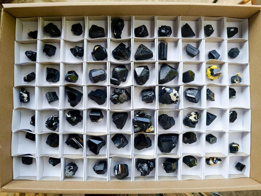 Natural Single Black Tourmaline Crystals x 70 From Erongo, Namibia