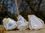 Polished One Side Blue Lace Agate Geodes x 12 From Nsanje, Malawi