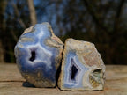 Polished One Side Blue Lace Agate Geodes x 12 From Nsanje, Malawi