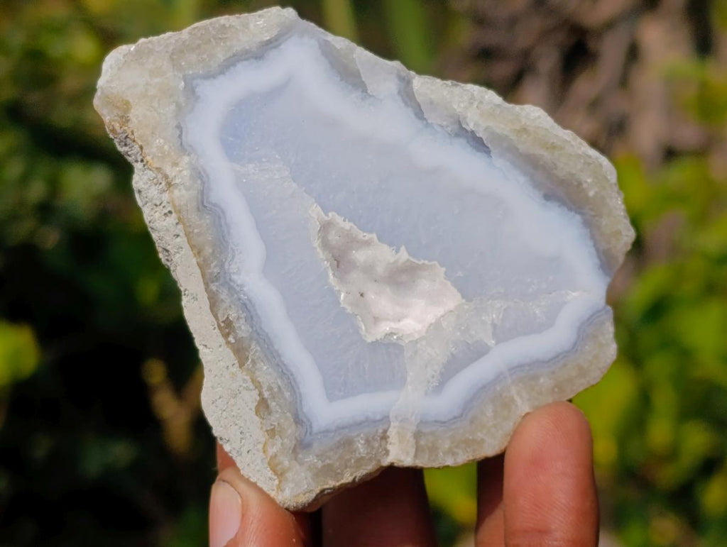 Polished One Side Blue Lace Agate Geodes x 12 From Nsanje, Malawi