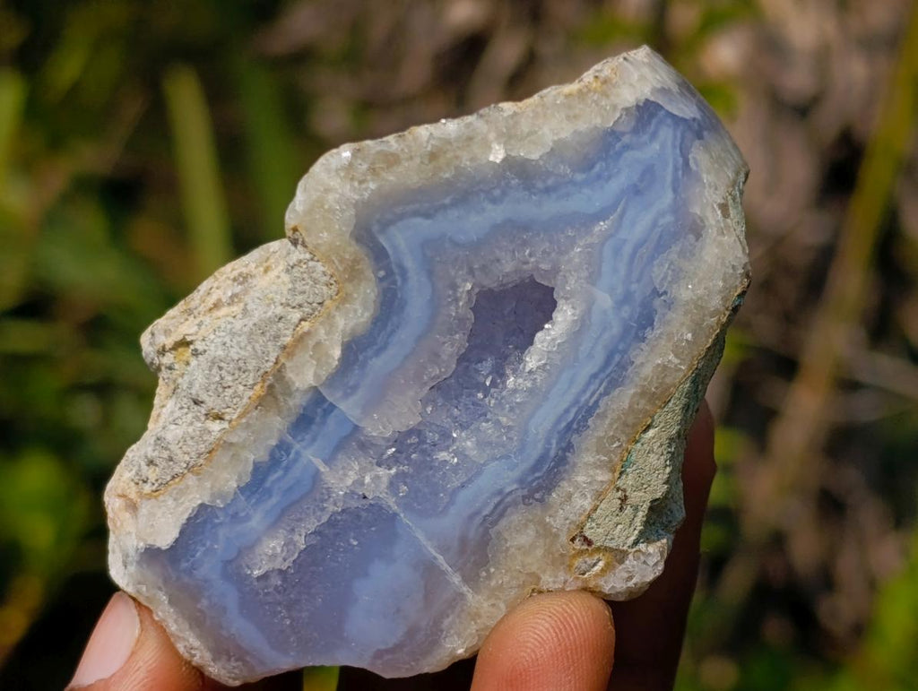 Polished One Side Blue Lace Agate Geodes x 12 From Nsanje, Malawi