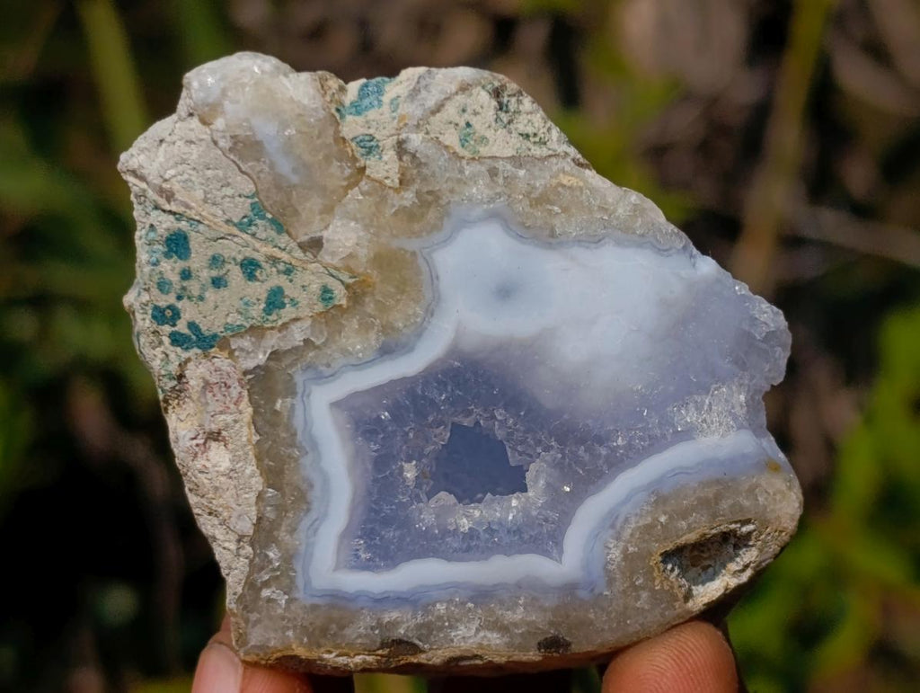 Polished One Side Blue Lace Agate Geodes x 12 From Nsanje, Malawi