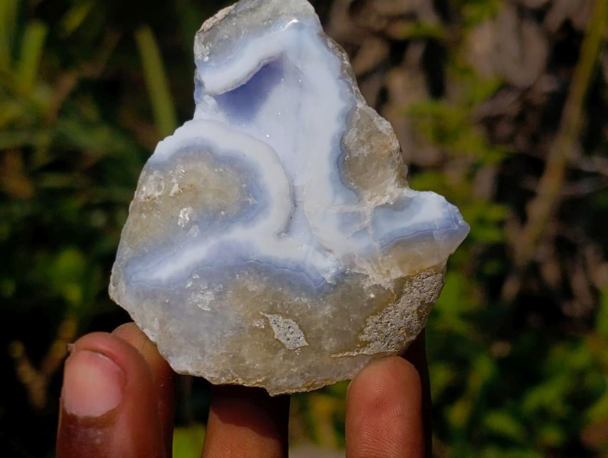 Polished One Side Blue Lace Agate Geodes x 12 From Nsanje, Malawi
