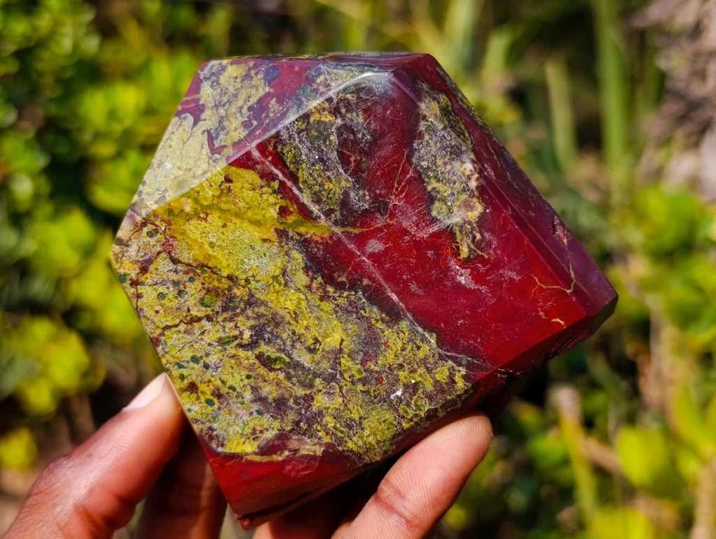 Polished Bastite Dragonsblood Stone Display Crystals x 2 From Tshipise, South Africa