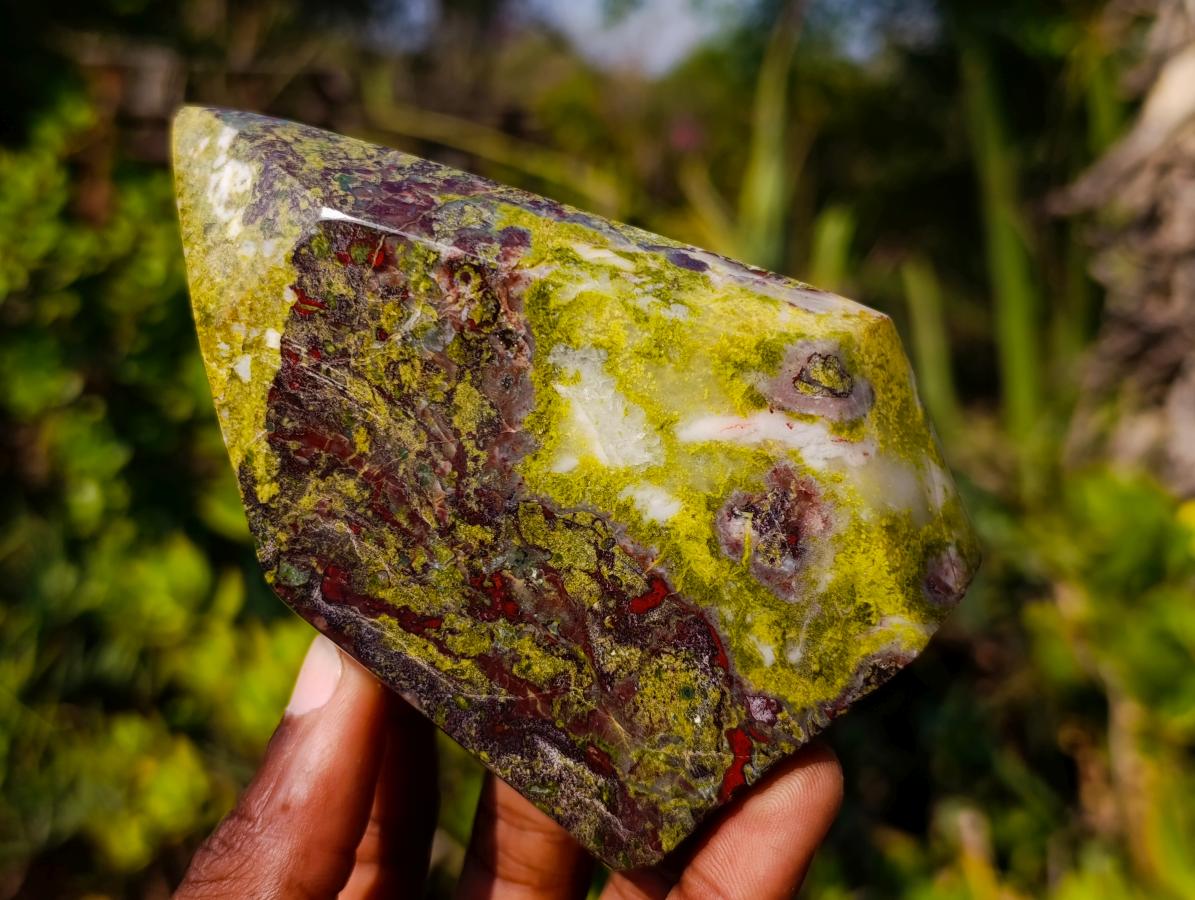 Polished Bastite Dragonsblood Stone Display Crystals x 2 From Tshipise, South Africa