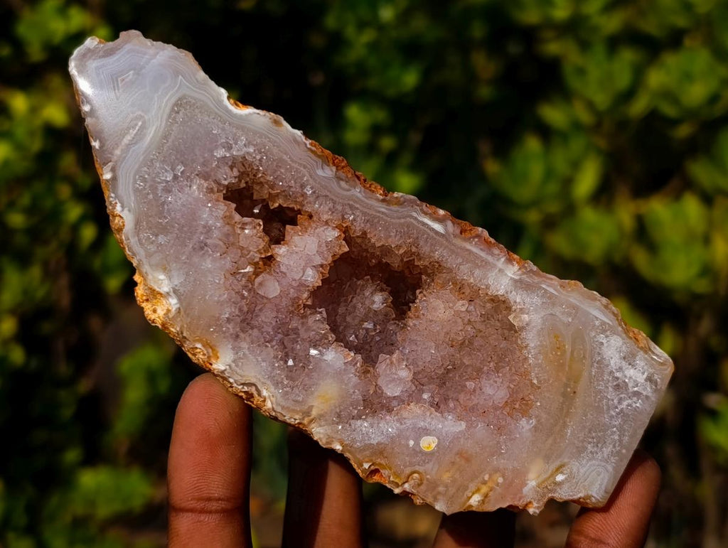 Polished and Natural Agate Amethyst Standing Display Pieces x 4 From Maintirano, Madagascar