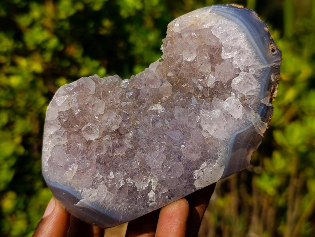 Polished and Natural Agate Amethyst Standing Display Pieces x 4 From Maintirano, Madagascar