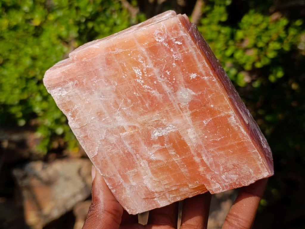 Natural XL Rhombohedral Sunset Orange Calcite Specimens x 3 From Spitzkop, Namibia