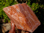 Natural XL Rhombohedral Sunset Orange Calcite Specimens x 3 From Spitzkop, Namibia