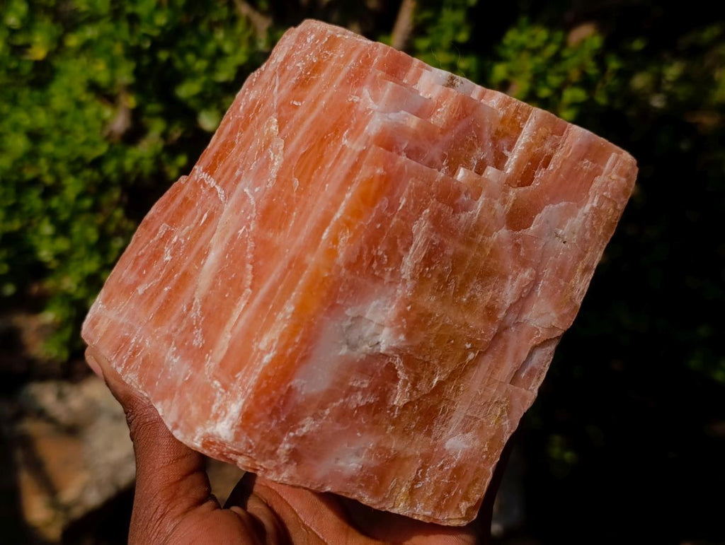 Natural XL Rhombohedral Sunset Orange Calcite Specimens x 3 From Spitzkop, Namibia