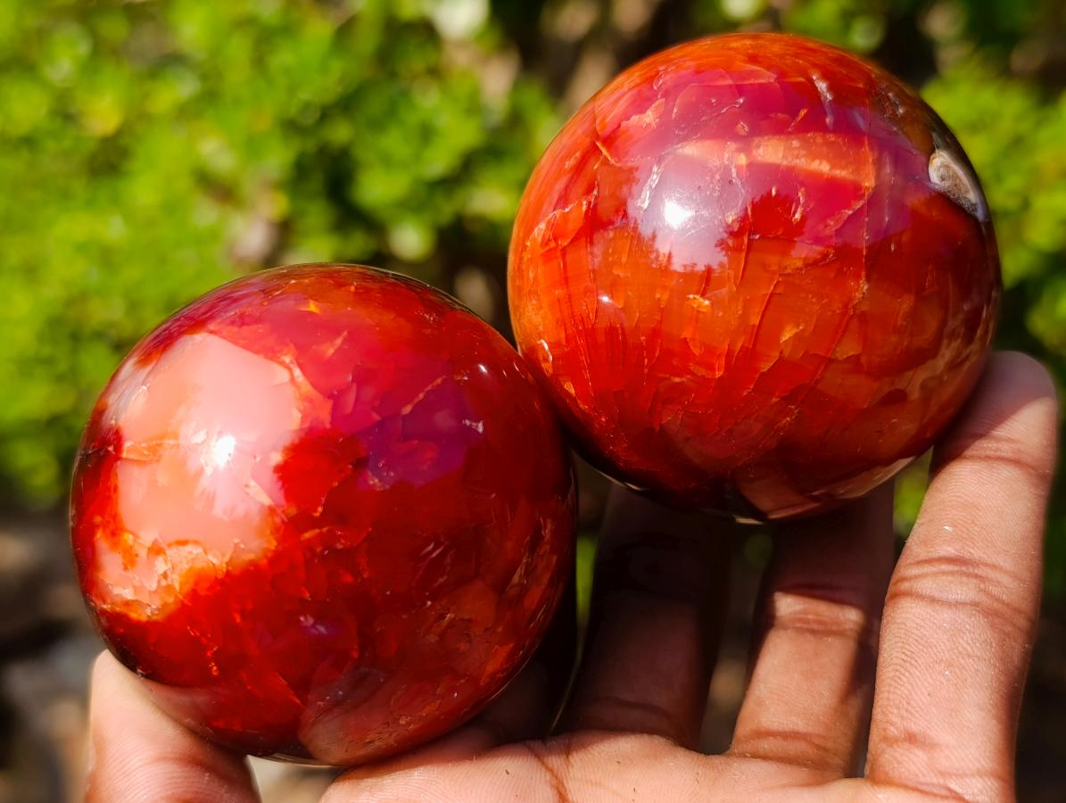 Polished Carnelian Agate Gemstone Spheres x 6 From Madagascar