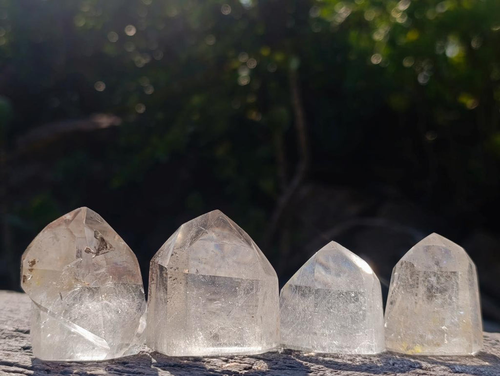 Polished Clear and Smokey Quartz Crystals x 12 From Madagascar