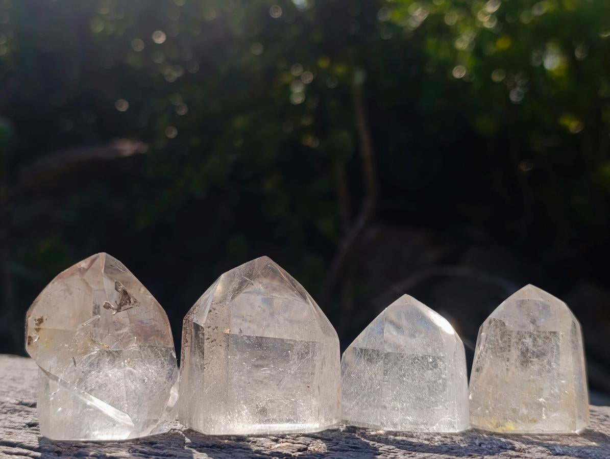 Polished Clear and Smokey Quartz Crystals x 12 From Madagascar