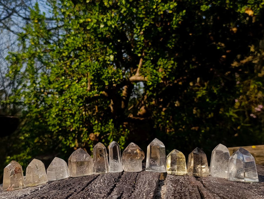 Polished Clear and Smokey Quartz Crystals x 12 From Madagascar