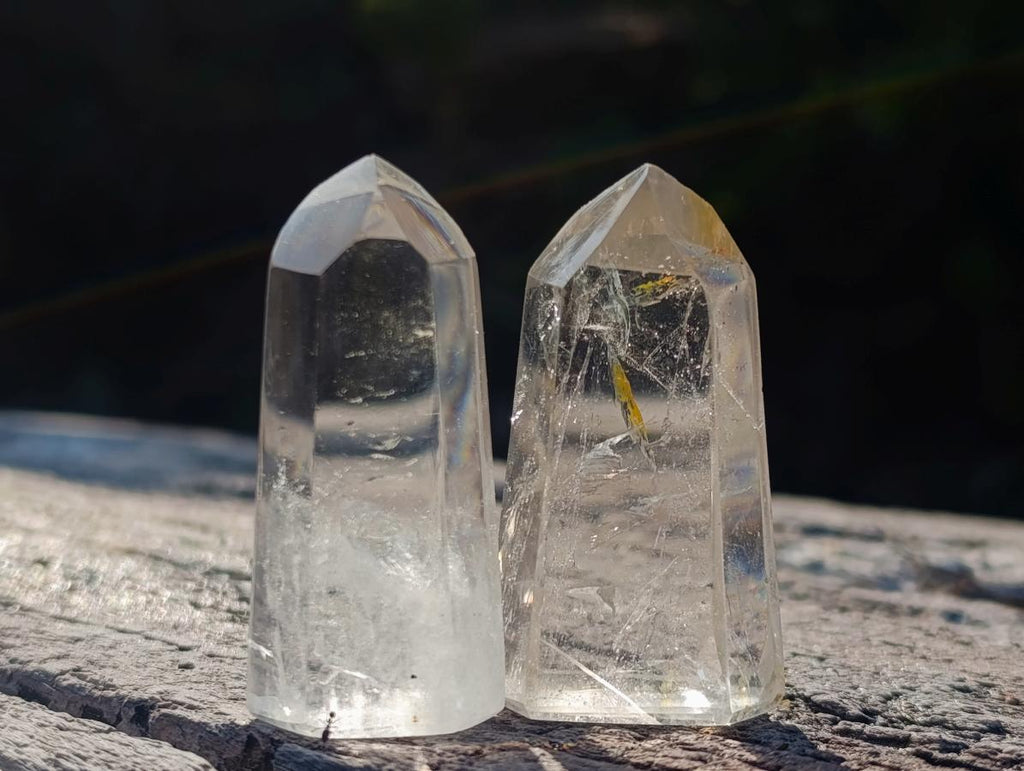 Polished Clear and Smokey Quartz Crystals x 12 From Madagascar