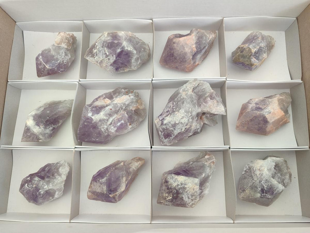 Natural Jacaranda Amethyst Single Crystals x 12 From Mumbwa, Zambia