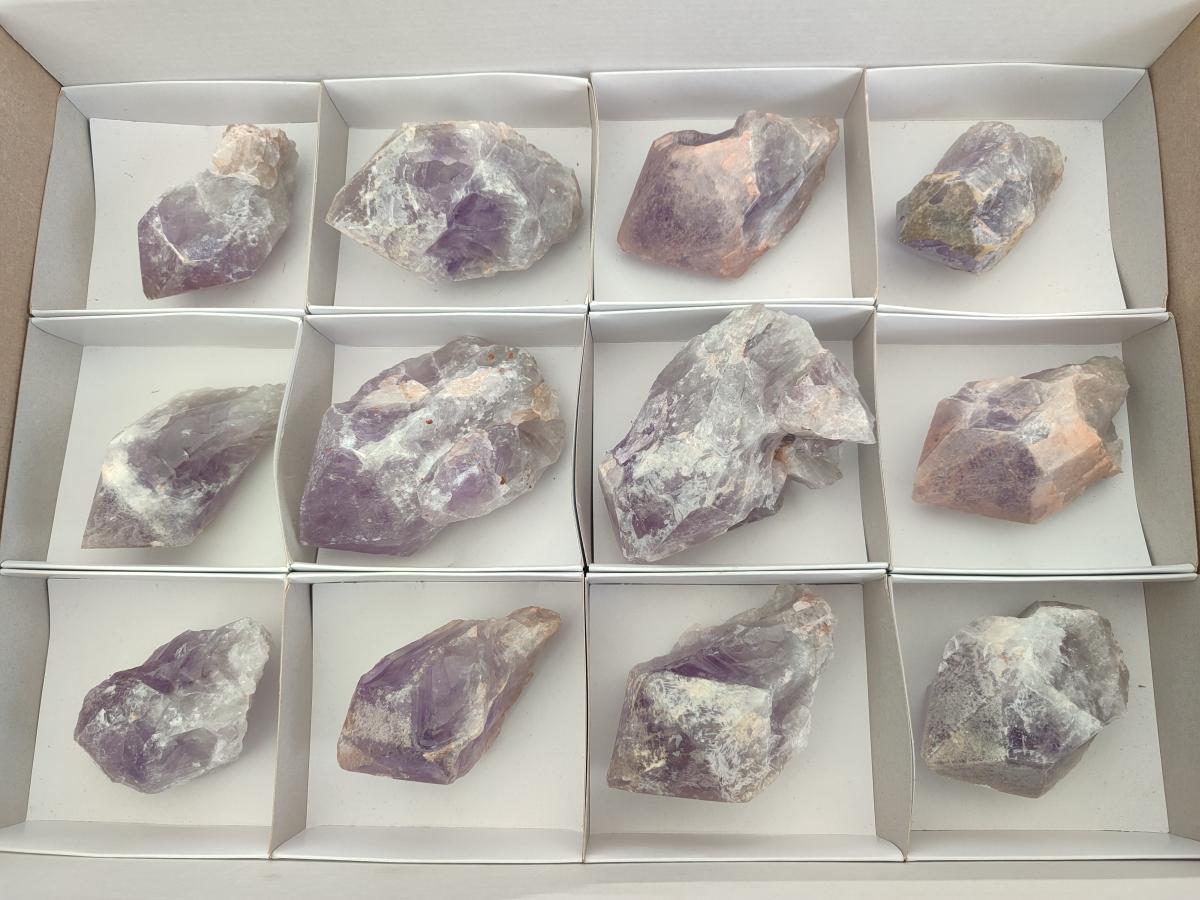 Natural Jacaranda Amethyst Single Crystals x 12 From Mumbwa, Zambia