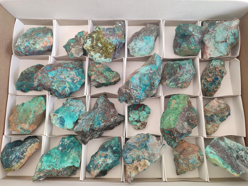 Natural Shattuckite Cobbed Specimens with Associated Minerals x 24 From Kaokoveld, Namibia