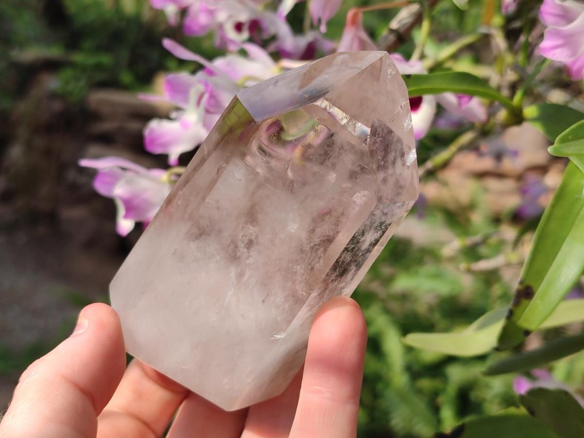 Polished Smokey Wispy Phantom Quartz Crystals x 3 From Anjozorobe, Madagascar