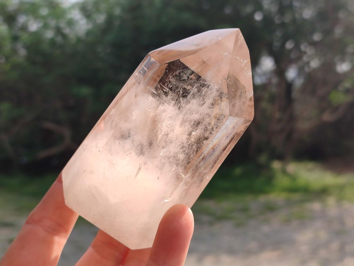 Polished Smokey Wispy Phantom Quartz Crystals x 3 From Anjozorobe, Madagascar