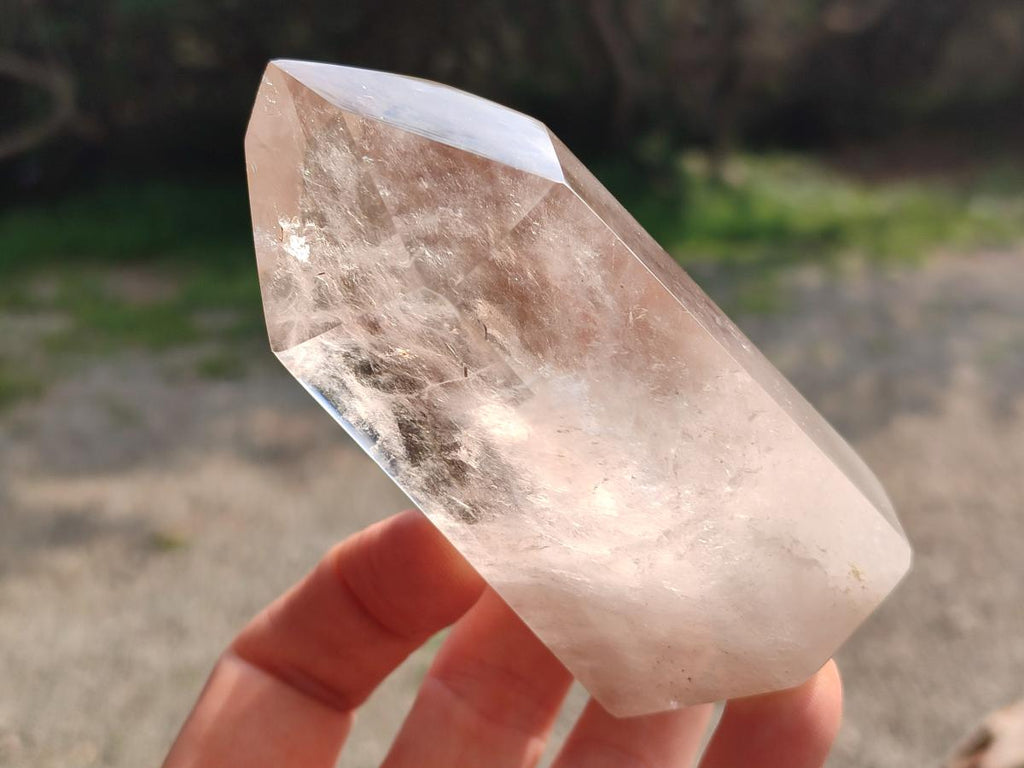 Polished Smokey Wispy Phantom Quartz Crystals x 3 From Anjozorobe, Madagascar