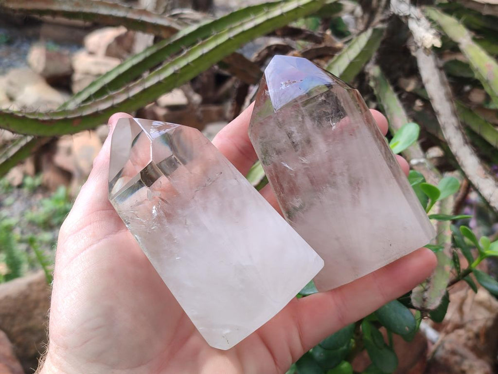Polished Smokey Wispy Phantom Quartz Crystals x 3 From Anjozorobe, Madagascar
