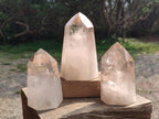 Polished Smokey Wispy Phantom Quartz Crystals x 3 From Anjozorobe, Madagascar