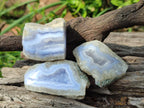 Polished One Side Blue Lace Agate Geodes x 20 From Nsanje, Malawi
