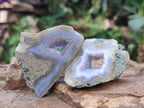 Polished One Side Blue Lace Agate Geodes x 20 From Nsanje, Malawi