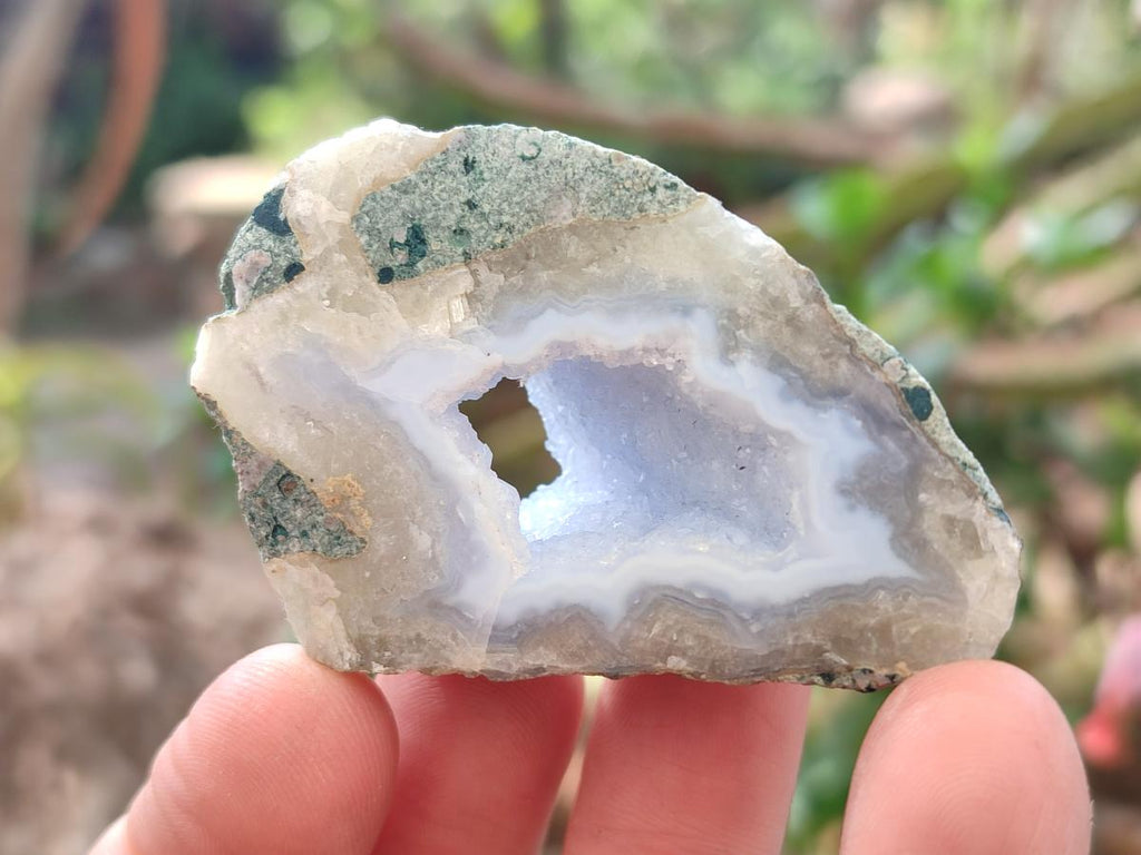 Polished One Side Blue Lace Agate Geodes x 20 From Nsanje, Malawi