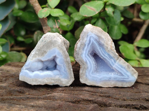 Polished One Side Blue Lace Agate Geodes x 20 From Nsanje, Malawi