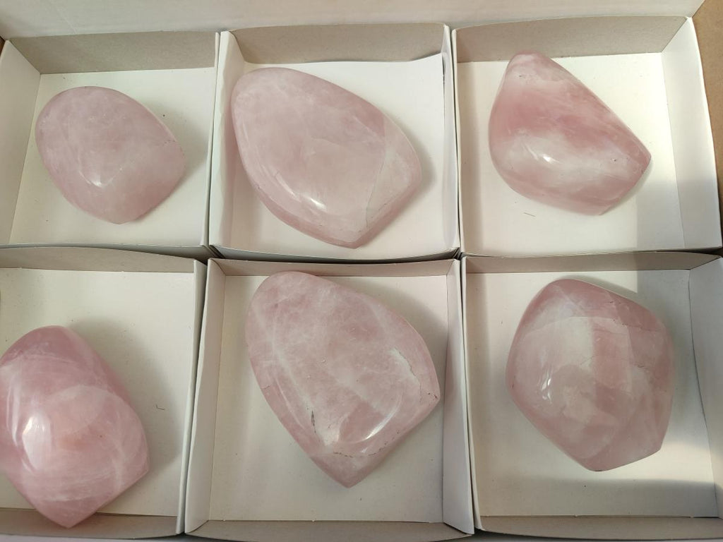 Polished Rose Quartz Standing Display Pieces x 6 From Zimbabwe