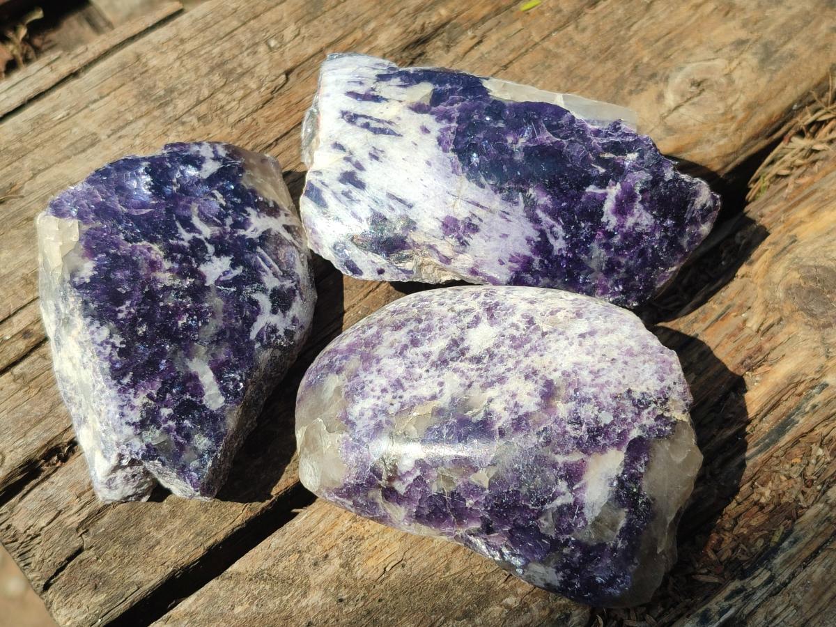 Polished One Side Lithium Silver Leaf Lepidolite x 24 From Zimbabwe