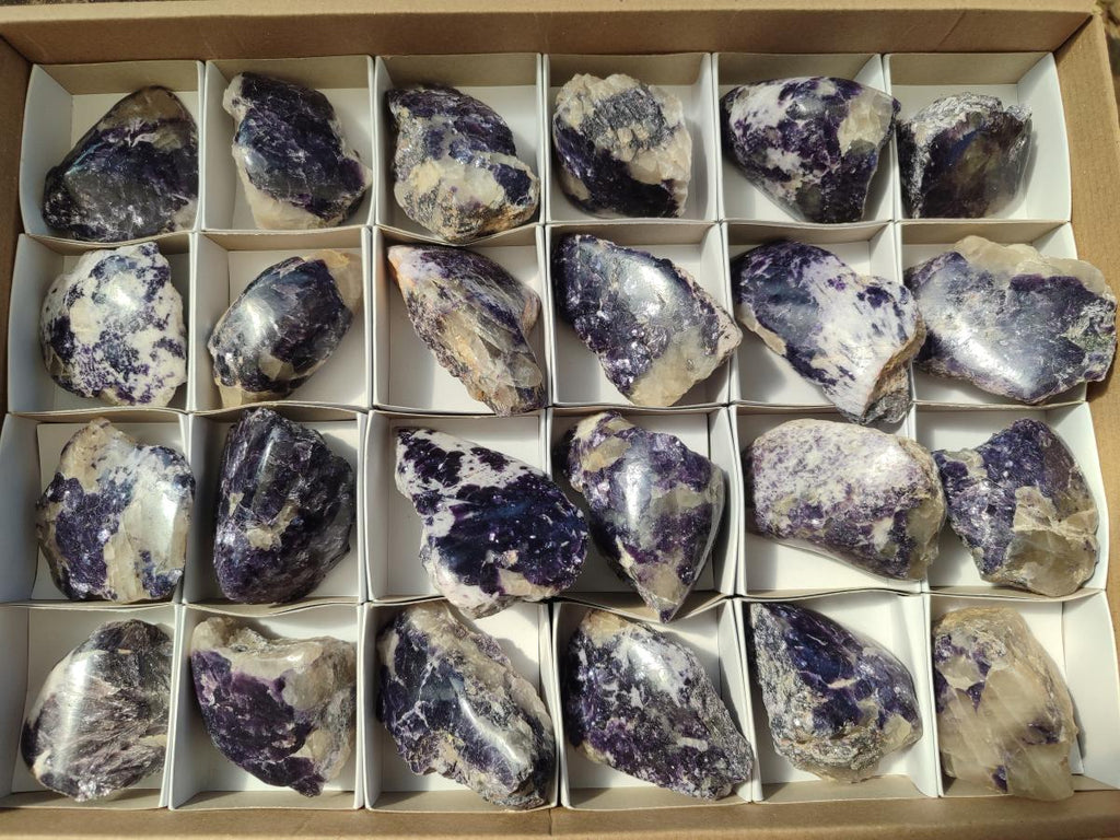 Polished One Side Lithium Silver Leaf Lepidolite x 24 From Zimbabwe