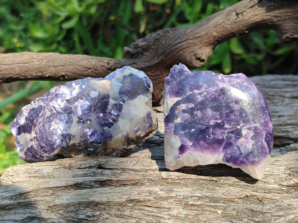 Polished One Side Lithium Silver Leaf Lepidolite x 24 From Zimbabwe