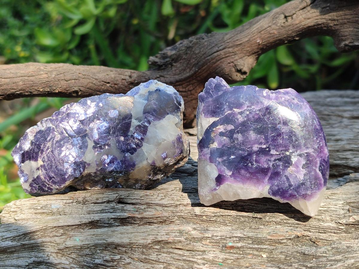 Polished One Side Lithium Silver Leaf Lepidolite x 24 From Zimbabwe