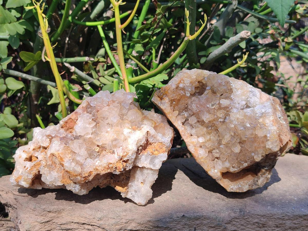 Natural Golden Limonite Quartz Clusters x 4 From Solwezi, Zambia