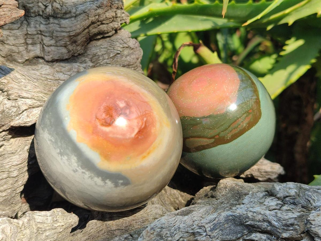 Polished Polychrome Jasper Spheres x 6 From Androka, Madagascar