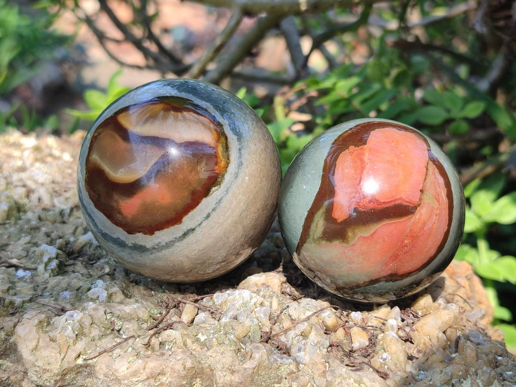 Polished Polychrome Jasper Spheres x 6 From Androka, Madagascar