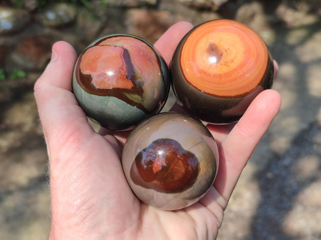 Polished Polychrome Jasper Spheres x 6 From Androka, Madagascar