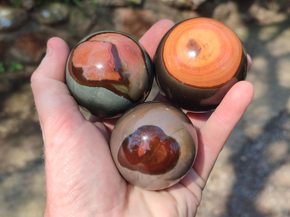 Polished Polychrome Jasper Spheres x 6 From Androka, Madagascar