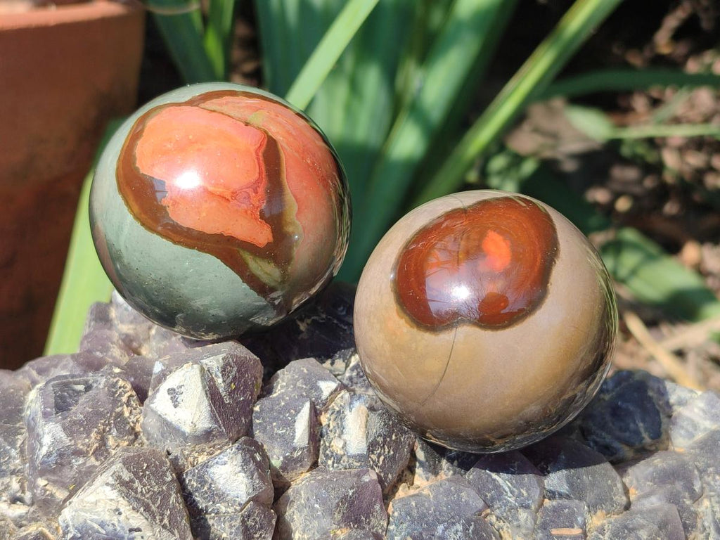 Polished Polychrome Jasper Spheres x 6 From Androka, Madagascar