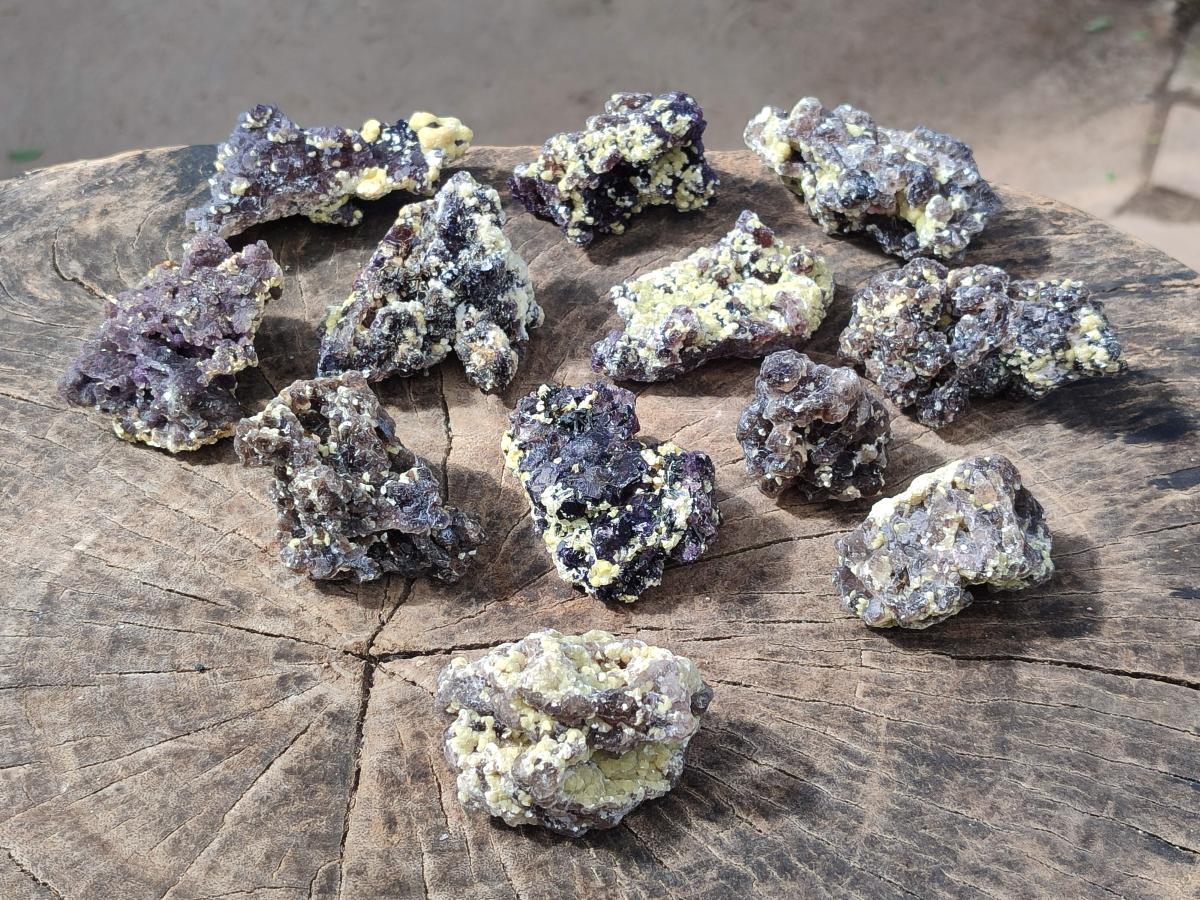 Natural Smokey Fluorite Specimens with Yellow Muscovite Mica x 12 From Erongo, Namibia